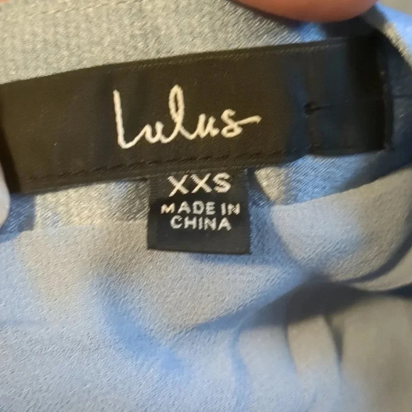 NWT Blue Satin Asymmetrical Tie-Back Midi Dress - Picture 5 of 5